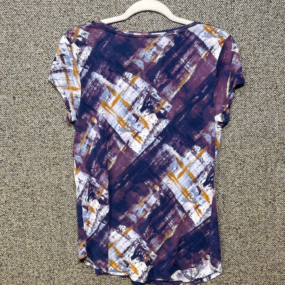 Simply Vera Vera Wang Abstract Geometric Purple Rayon Scoop Neck Top S